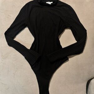 Princess Polly Black Ribbed Bodysuit